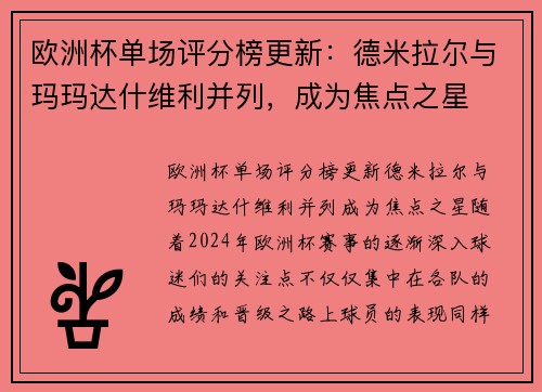 欧洲杯单场评分榜更新：德米拉尔与玛玛达什维利并列，成为焦点之星