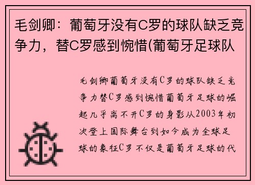 毛剑卿：葡萄牙没有C罗的球队缺乏竞争力，替C罗感到惋惜(葡萄牙足球队队长c罗)
